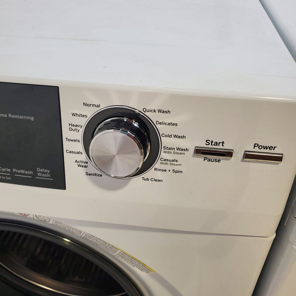 Pictures of Compact 24 in. Wide GE ENERGY STAR 2.4 cu. ft. Front Load Steam Washing Machine with 1400 RPM Spin Speed and Frontload Vented WiFi Capable ENERGY STAR 4.3 cu. ft. Electric Dryer with Stainless Steel Basket - Scratch & Dent - Moderate - Neu Appliance Outlet - Discount Appliance Outlet in Austin, Tx