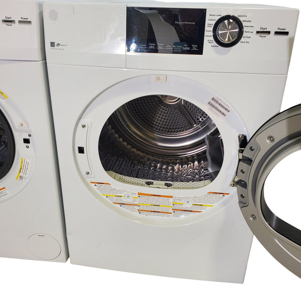 Pictures of Compact 24 in. Wide GE ENERGY STAR 2.4 cu. ft. Front Load Steam Washing Machine with 1400 RPM Spin Speed and Frontload Vented WiFi Capable ENERGY STAR 4.3 cu. ft. Electric Dryer with Stainless Steel Basket - Scratch & Dent - Moderate - Neu Appliance Outlet - Discount Appliance Outlet in Austin, Tx