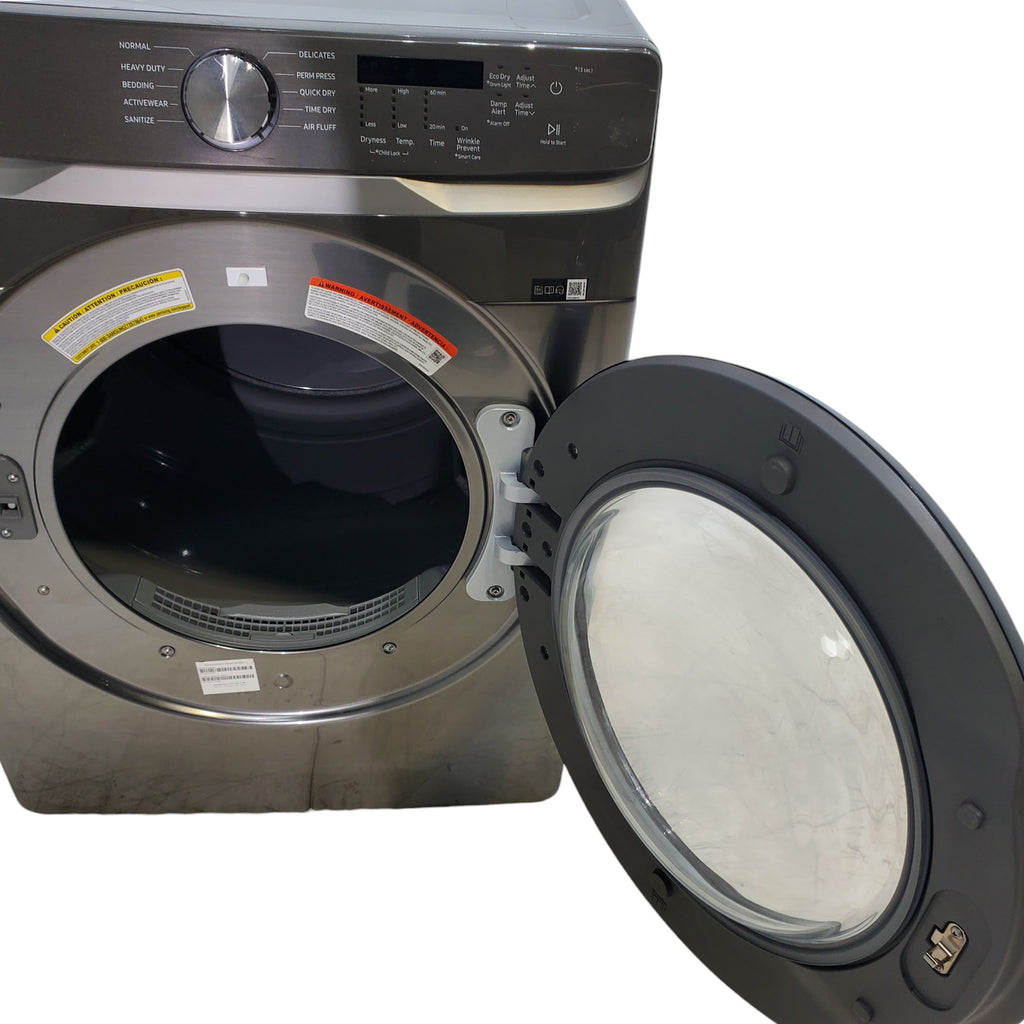 Pictures of Platinum Samsung 7.5 cu. ft. Frontload Electric Dryer with Sensor Dry - Scratch & Dent - Major - Neu Appliance Outlet - Discount Appliance Outlet in Austin, Tx