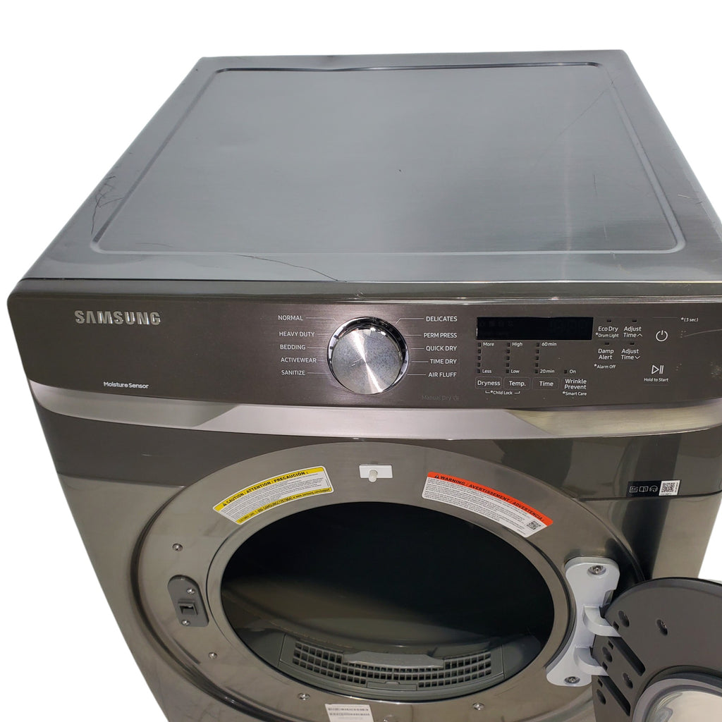 Pictures of Platinum Samsung 7.5 cu. ft. Frontload Electric Dryer with Sensor Dry - Scratch & Dent - Major - Neu Appliance Outlet - Discount Appliance Outlet in Austin, Tx