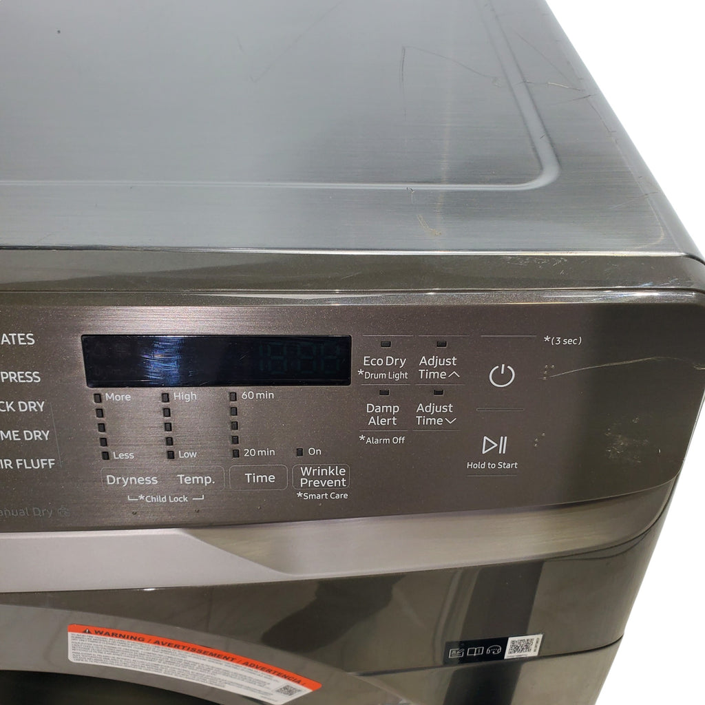 Pictures of Platinum Samsung 7.5 cu. ft. Frontload Electric Dryer with Sensor Dry - Scratch & Dent - Major - Neu Appliance Outlet - Discount Appliance Outlet in Austin, Tx