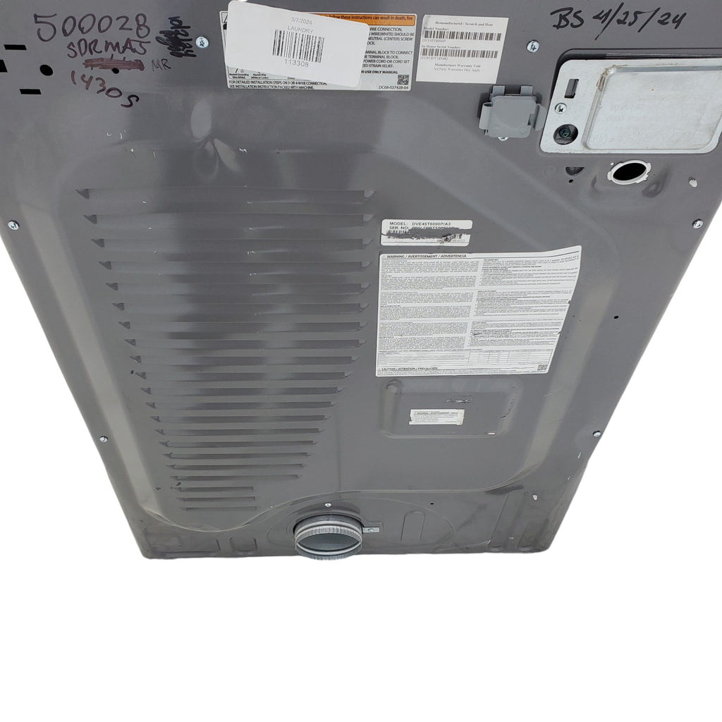 Pictures of Platinum Samsung 7.5 cu. ft. Frontload Electric Dryer with Sensor Dry - Scratch & Dent - Major - Neu Appliance Outlet - Discount Appliance Outlet in Austin, Tx