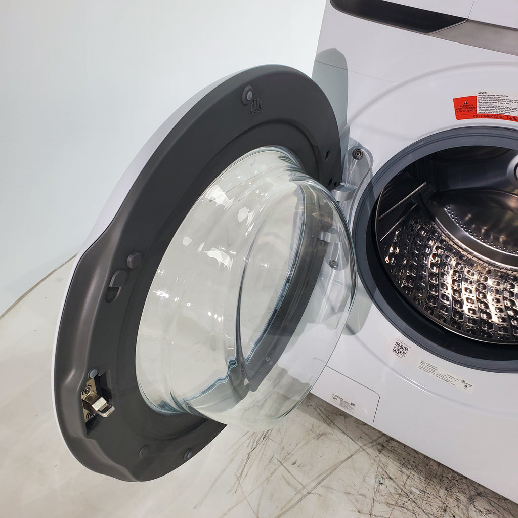 Pictures of ENERGY STAR Samsung 4.5 cu. ft. Front Load Washer with Vibration Reduction and Samsung 7.5 cu. ft. Front Load Electric Dryer with Sensor Dry and Interior Drum Light- Scratch & Dent - Moderate | Major - Neu Appliance Outlet - Discount Appliance Outlet in Austin, Tx
