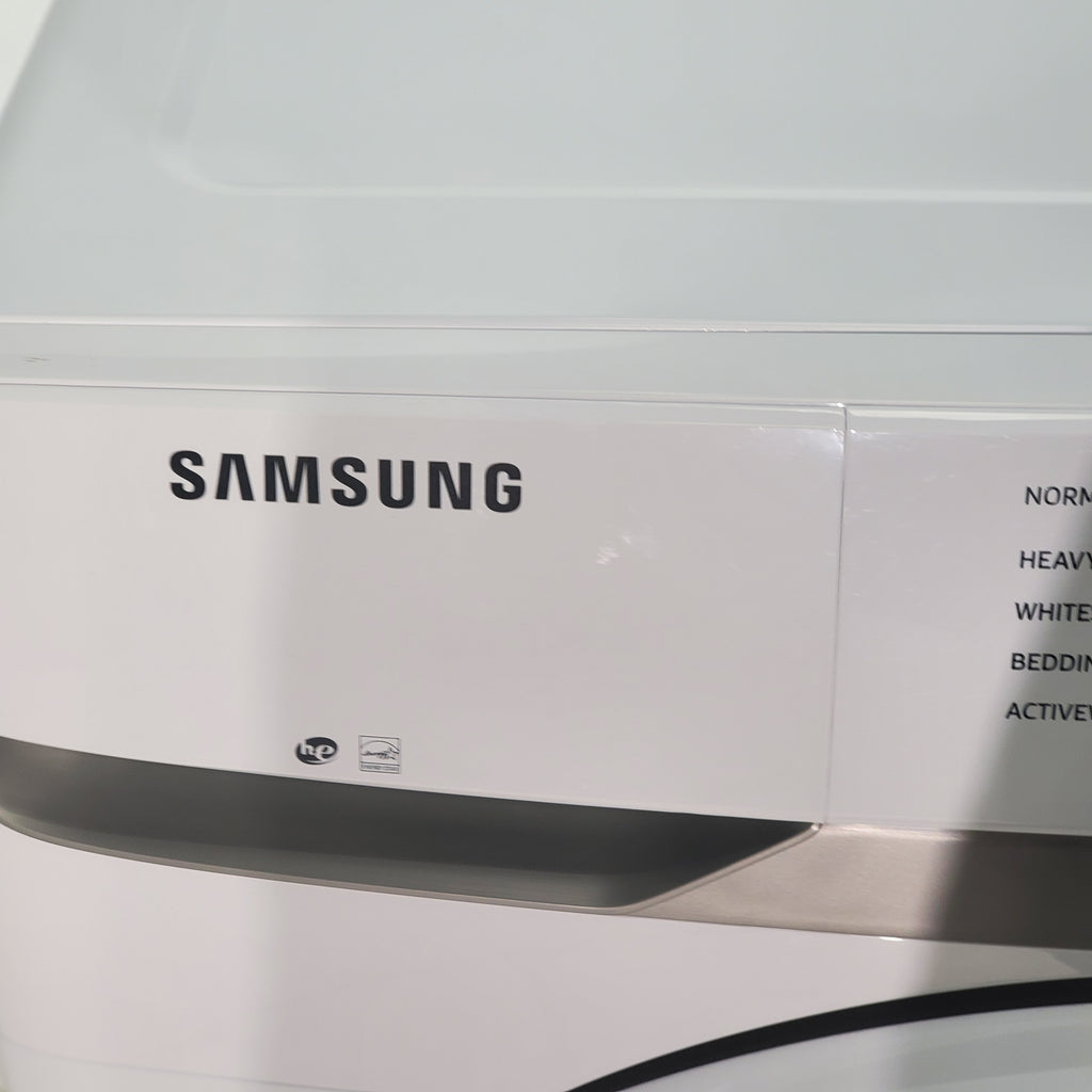 Pictures of ENERGY STAR Samsung 4.5 cu. ft. Front Load Washer with Vibration Reduction and Samsung 7.5 cu. ft. Front Load Electric Dryer with Sensor Dry and Interior Drum Light- Scratch & Dent - Moderate | Major - Neu Appliance Outlet - Discount Appliance Outlet in Austin, Tx