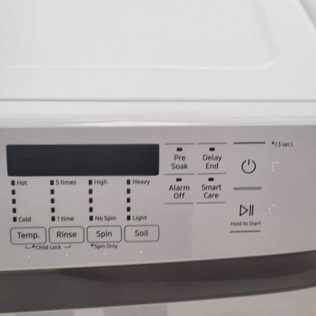 Pictures of ENERGY STAR Samsung 4.5 cu. ft. Front Load Washer with Vibration Reduction and Samsung 7.5 cu. ft. Front Load Electric Dryer with Sensor Dry and Interior Drum Light- Scratch & Dent - Moderate | Major - Neu Appliance Outlet - Discount Appliance Outlet in Austin, Tx