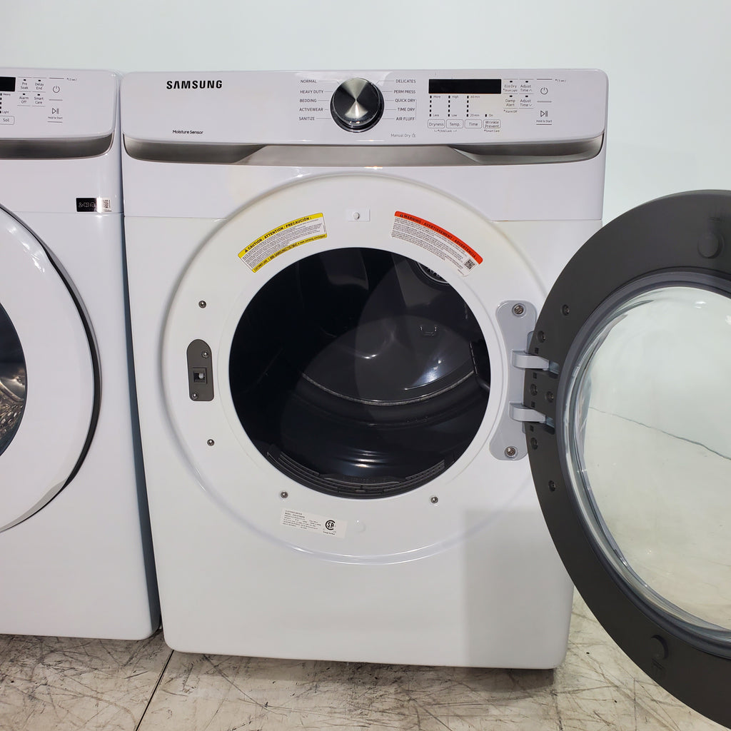 Pictures of ENERGY STAR Samsung 4.5 cu. ft. Front Load Washer with Vibration Reduction and Samsung 7.5 cu. ft. Front Load Electric Dryer with Sensor Dry and Interior Drum Light- Scratch & Dent - Moderate | Major - Neu Appliance Outlet - Discount Appliance Outlet in Austin, Tx