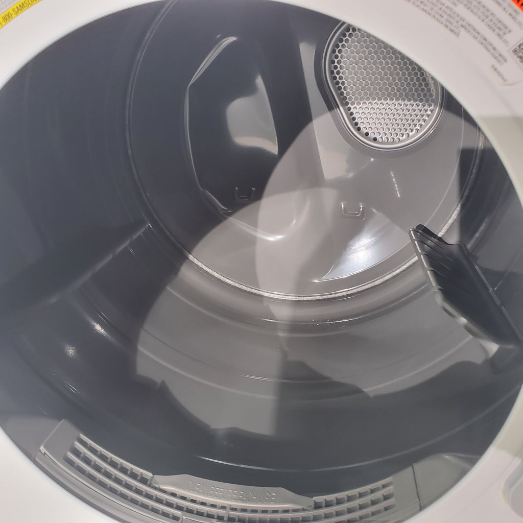 Pictures of ENERGY STAR Samsung 4.5 cu. ft. Front Load Washer with Vibration Reduction and Samsung 7.5 cu. ft. Front Load Electric Dryer with Sensor Dry and Interior Drum Light- Scratch & Dent - Moderate | Major - Neu Appliance Outlet - Discount Appliance Outlet in Austin, Tx