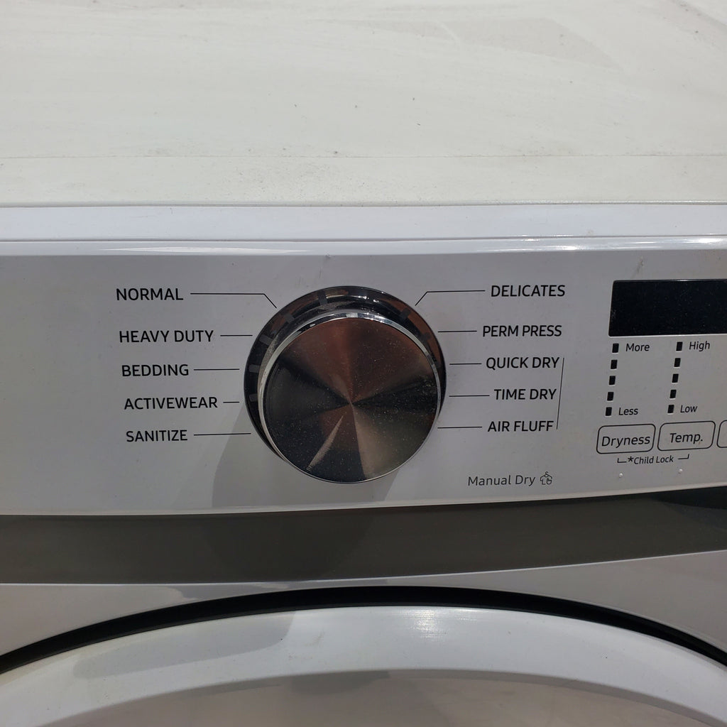 Pictures of ENERGY STAR Samsung 4.5 cu. ft. Front Load Washer with Vibration Reduction and Samsung 7.5 cu. ft. Front Load Electric Dryer with Sensor Dry and Interior Drum Light- Scratch & Dent - Moderate | Major - Neu Appliance Outlet - Discount Appliance Outlet in Austin, Tx