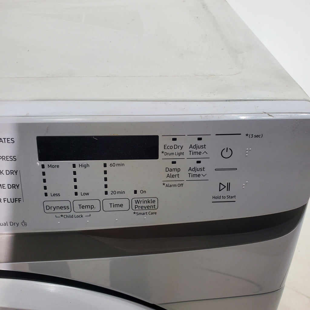 Pictures of ENERGY STAR Samsung 4.5 cu. ft. Front Load Washer with Vibration Reduction and Samsung 7.5 cu. ft. Front Load Electric Dryer with Sensor Dry and Interior Drum Light- Scratch & Dent - Moderate | Major - Neu Appliance Outlet - Discount Appliance Outlet in Austin, Tx