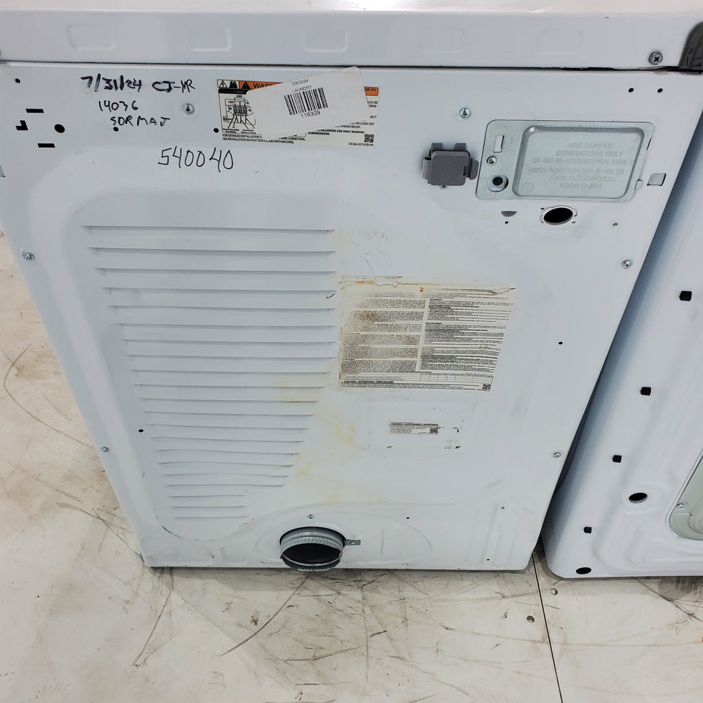 Pictures of ENERGY STAR Samsung 4.5 cu. ft. Front Load Washer with Vibration Reduction and Samsung 7.5 cu. ft. Front Load Electric Dryer with Sensor Dry and Interior Drum Light- Scratch & Dent - Moderate | Major - Neu Appliance Outlet - Discount Appliance Outlet in Austin, Tx