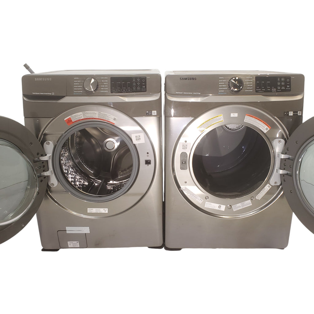 Pictures of Platinum ENERGY STAR Samsung 4.5 cu. ft. Front Load Washer with WiFi Connectivity and Platinum Samsung 7.5 cu. ft. Front Load Gas Dryer with Steam  - Scratch and Dent - Minor - Neu Appliance Outlet - Discount Appliance Outlet in Austin, Tx