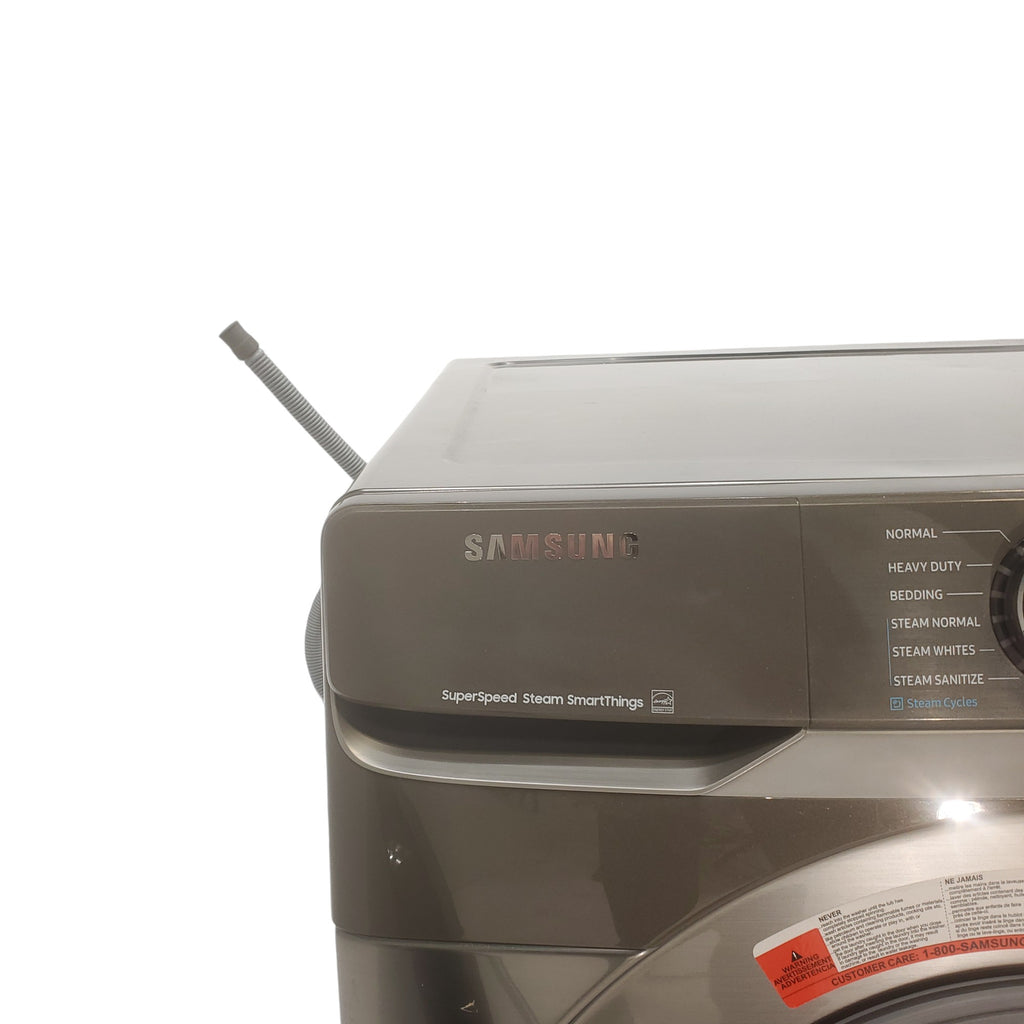 Pictures of Platinum ENERGY STAR Samsung 4.5 cu. ft. Front Load Washer with WiFi Connectivity and Platinum Samsung 7.5 cu. ft. Front Load Gas Dryer with Steam  - Scratch and Dent - Minor - Neu Appliance Outlet - Discount Appliance Outlet in Austin, Tx