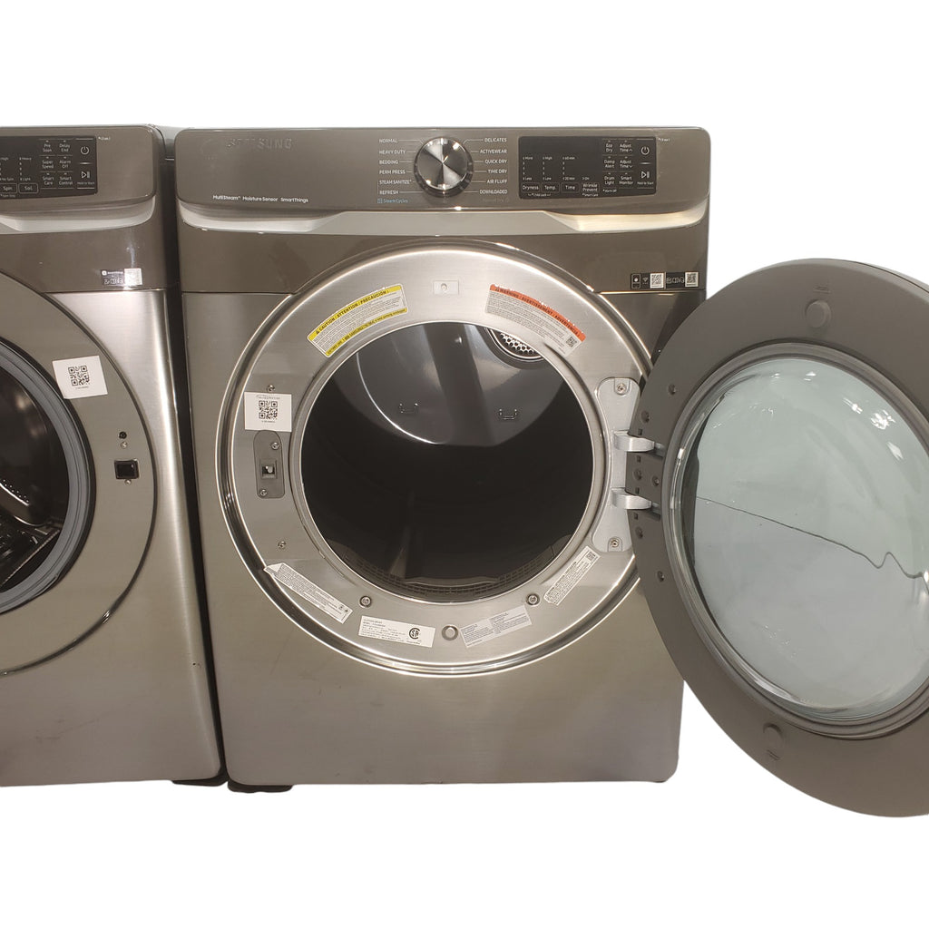 Pictures of Platinum ENERGY STAR Samsung 4.5 cu. ft. Front Load Washer with WiFi Connectivity and Platinum Samsung 7.5 cu. ft. Front Load Gas Dryer with Steam  - Scratch and Dent - Minor - Neu Appliance Outlet - Discount Appliance Outlet in Austin, Tx