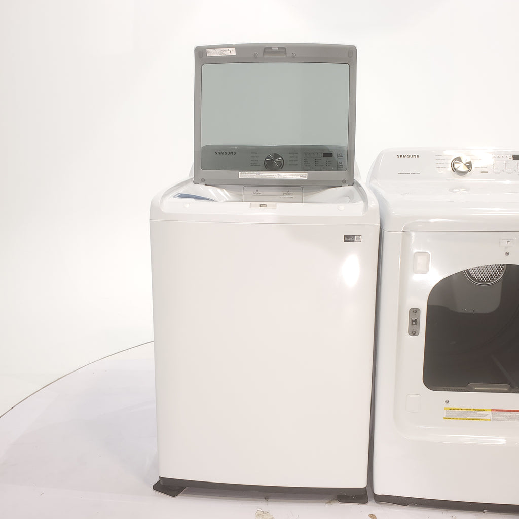 Pictures of Samsung 4.5 cu. ft. Top Load Washer With Vibration Reduction Technology and ENERGY STAR Samsung 7.4 cu. ft. Electric Dryer with Smart Care Technology - Scratch & Dent - Minor - Neu Appliance Outlet - Discount Appliance Outlet in Austin, Tx