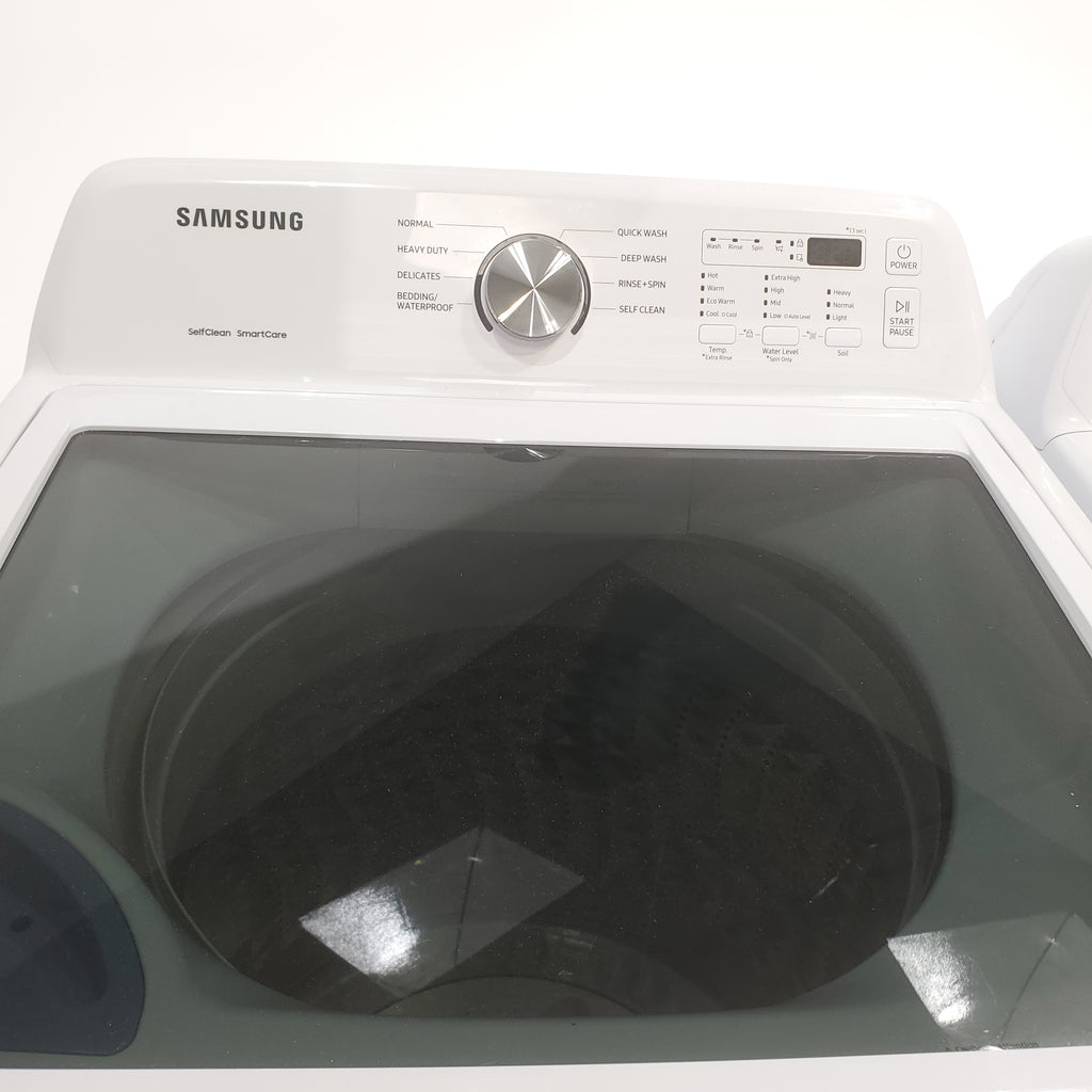 Pictures of Samsung 4.5 cu. ft. Top Load Washer With Vibration Reduction Technology and ENERGY STAR Samsung 7.4 cu. ft. Electric Dryer with Smart Care Technology - Scratch & Dent - Minor - Neu Appliance Outlet - Discount Appliance Outlet in Austin, Tx