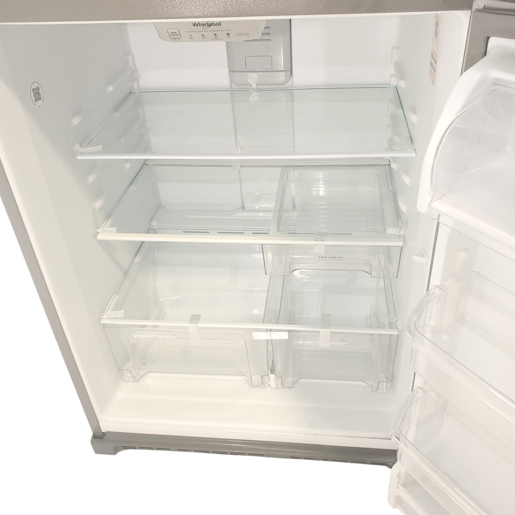 Pictures of 33" Wide Fingerprint-Resistant Stainless Steel Whirlpool 20.5 cu. ft. Top Freezer Refrigerator with Flexi-Slide Bin - Scratch & Dent - Minor - Neu Appliance Outlet - Discount Appliance Outlet in Austin, Tx