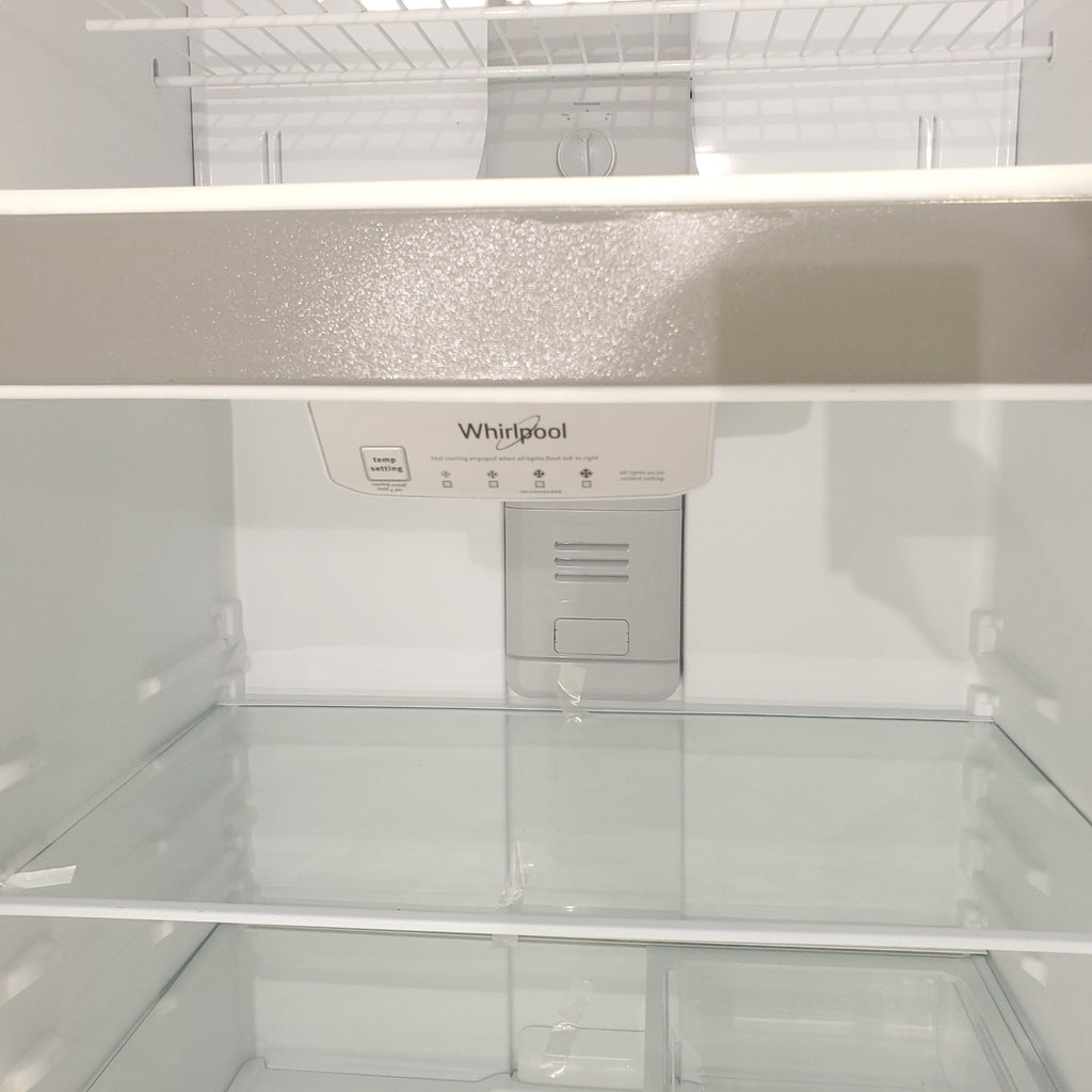 Pictures of 33" Wide Fingerprint-Resistant Stainless Steel Whirlpool 20.5 cu. ft. Top Freezer Refrigerator with Flexi-Slide Bin - Scratch & Dent - Minor - Neu Appliance Outlet - Discount Appliance Outlet in Austin, Tx