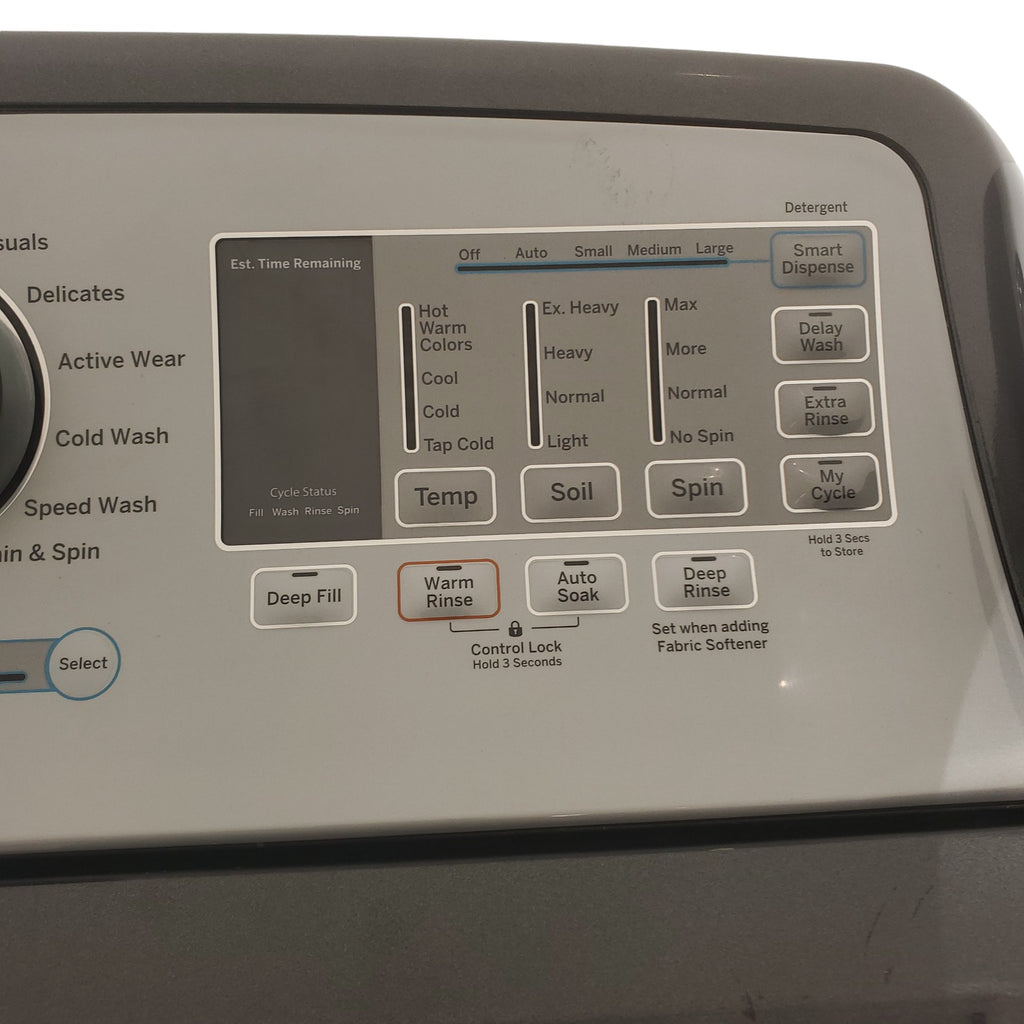 Pictures of Diamond Gray ENERGY STAR GE 5.0 cu. ft. Top Load Washing Machine with Water Station and ENERGY STAR GE 7.4 cu. ft. Steam Electric Dryer with My Cycle - Certified Refurbished - Neu Appliance Outlet - Discount Appliance Outlet in Austin, Tx