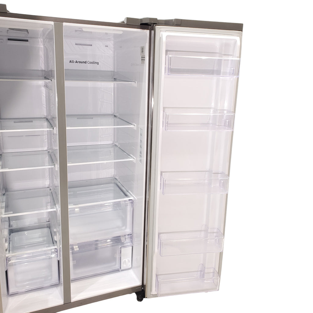 Pictures of Fingerprint Resistant Stainless Steel ENERGY STAR Samsung 27.4 cu. ft. Side by Side Refrigerator with Exterior Water and Ice Dispenser - Scratch & Dent - Moderate - Neu Appliance Outlet - Discount Appliance Outlet in Austin, Tx