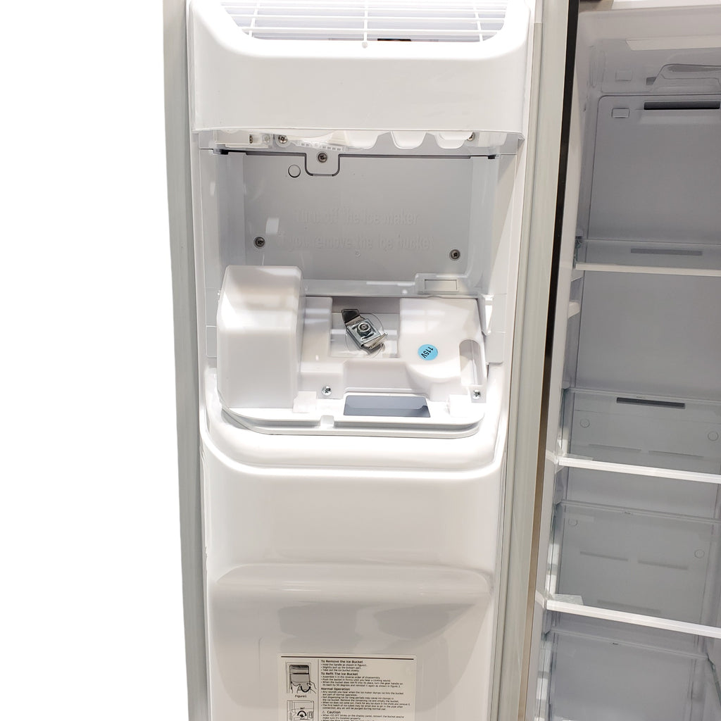 Pictures of Fingerprint Resistant Stainless Steel ENERGY STAR Samsung 27.4 cu. ft. Side by Side Refrigerator with Exterior Water and Ice Dispenser - Scratch & Dent - Moderate - Neu Appliance Outlet - Discount Appliance Outlet in Austin, Tx