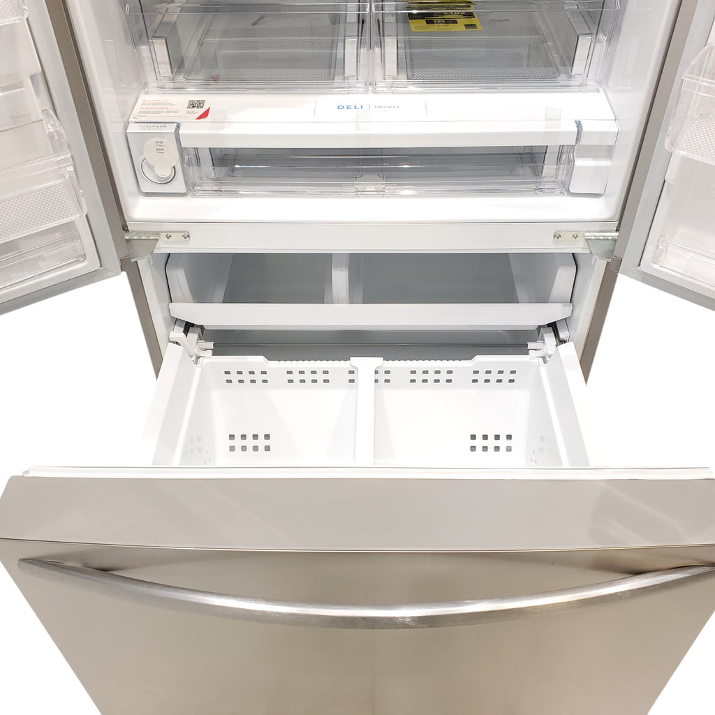 Pictures of Stainless Steel ENERGY STAR Frigidaire 27.8 cu. ft. 3 Door French Door Refrigerator with Exterior Water and Ice Dispenser - Scratch & Dent - Minor - Neu Appliance Outlet - Discount Appliance Outlet in Austin, Tx