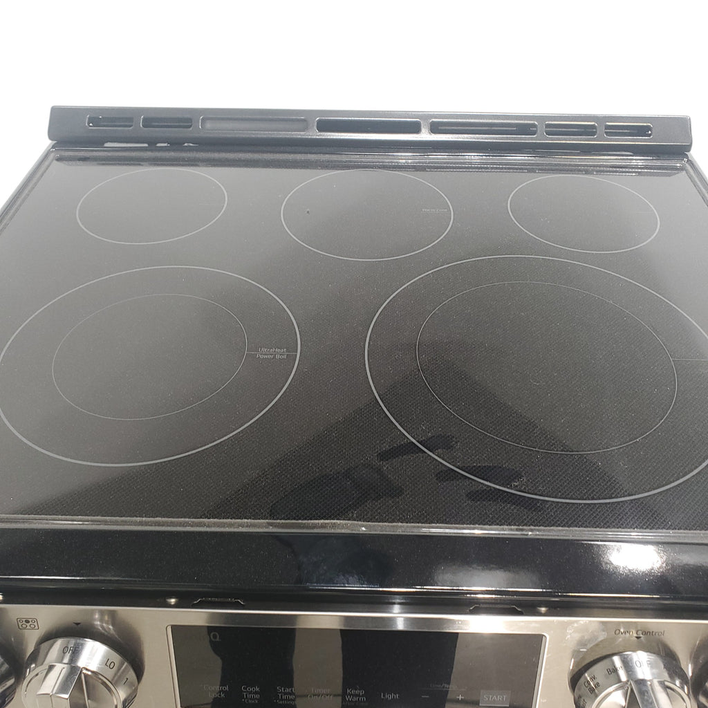 Pictures of PrintProof Stainless Steel LG 6.3 cu. ft. 5 Element Radiant Ceramic Glass Cooktop Slide-In Electric Range with Air Fry - Open Box - Neu Appliance Outlet - Discount Appliance Outlet in Austin, Tx