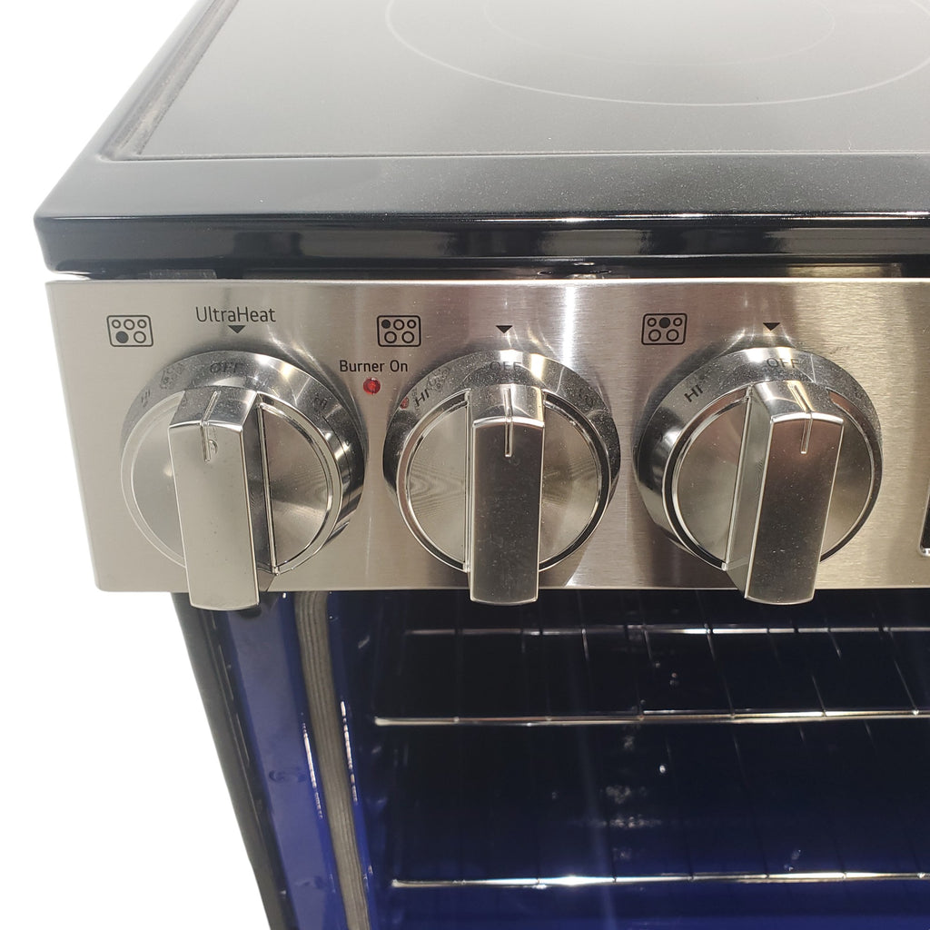 Pictures of PrintProof Stainless Steel LG 6.3 cu. ft. 5 Element Radiant Ceramic Glass Cooktop Slide-In Electric Range with Air Fry - Open Box - Neu Appliance Outlet - Discount Appliance Outlet in Austin, Tx