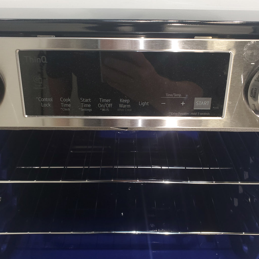 Pictures of PrintProof Stainless Steel LG 6.3 cu. ft. 5 Element Radiant Ceramic Glass Cooktop Slide-In Electric Range with Air Fry - Open Box - Neu Appliance Outlet - Discount Appliance Outlet in Austin, Tx