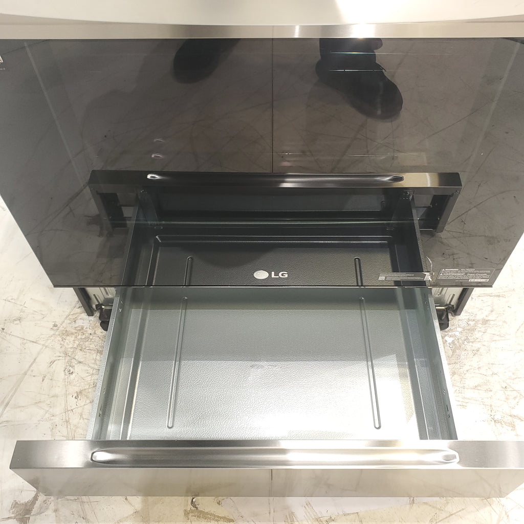 Pictures of PrintProof Stainless Steel LG 6.3 cu. ft. 5 Element Radiant Ceramic Glass Cooktop Slide-In Electric Range with Air Fry - Open Box - Neu Appliance Outlet - Discount Appliance Outlet in Austin, Tx