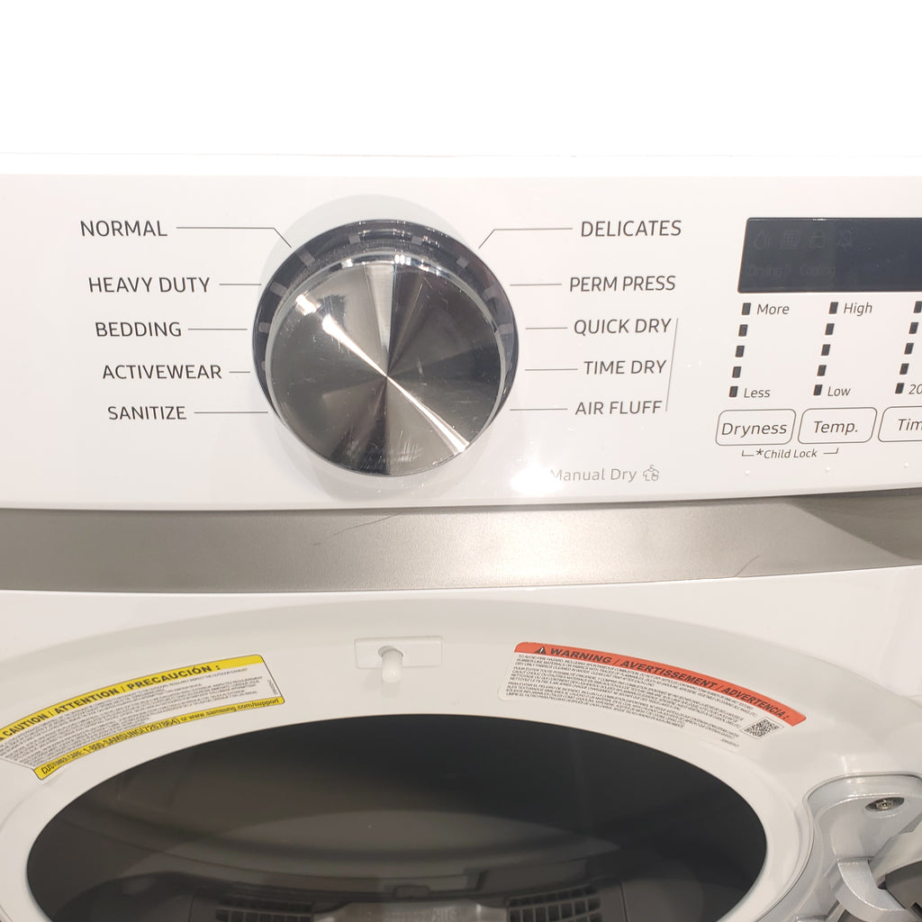 Pictures of White Samsung 7.5 cu. ft. Front Load Electric Dryer with Smart Care - Scratch and Dent - Minor - Neu Appliance Outlet - Discount Appliance Outlet in Austin, Tx