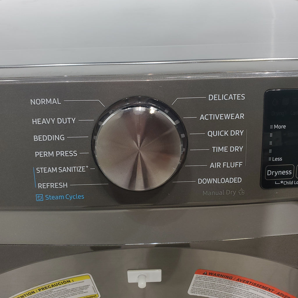 Pictures of Platinum Samsung 7.5 cu. ft. Front Load Electric Dryer with Steam- Scratch & Dent - Minor - Neu Appliance Outlet - Discount Appliance Outlet in Austin, Tx