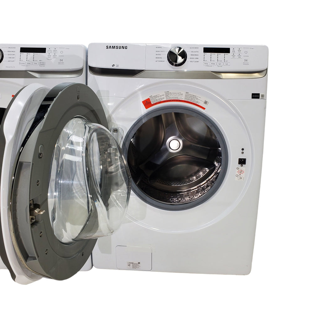 Pictures of ENERGY STAR Samsung 4.5 cu. ft. Front Load Washer with Vibration Reduction and Samsung 7.5 cu. ft. Front Load Electric Dryer with Sensor Dry and Interior Drum Light- Scratch & Dent - Minor - Neu Appliance Outlet - Discount Appliance Outlet in Austin, Tx