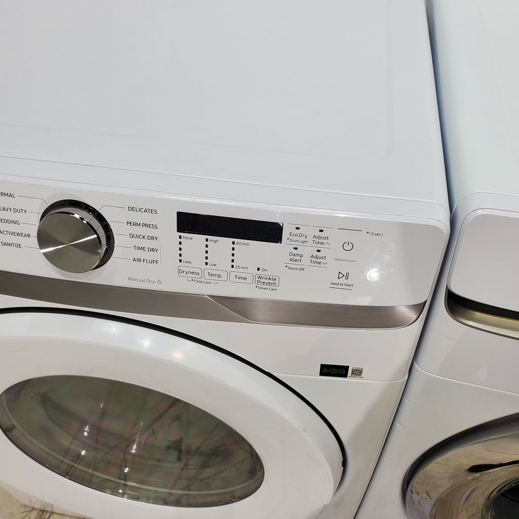 Pictures of ENERGY STAR Samsung 4.5 cu. ft. Front Load Washer with Vibration Reduction and Samsung 7.5 cu. ft. Front Load Electric Dryer with Sensor Dry and Interior Drum Light- Scratch & Dent - Minor - Neu Appliance Outlet - Discount Appliance Outlet in Austin, Tx
