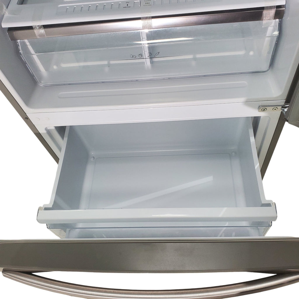 Pictures of 32 in. Wide Counter Depth Stainless Steel ENERGY STAR Hisense 17.1 cu. ft. Bottom Freezer Refrigerator with Super Freezer Technology - Certified Refurbished - Neu Appliance Outlet - Discount Appliance Outlet in Austin, Tx