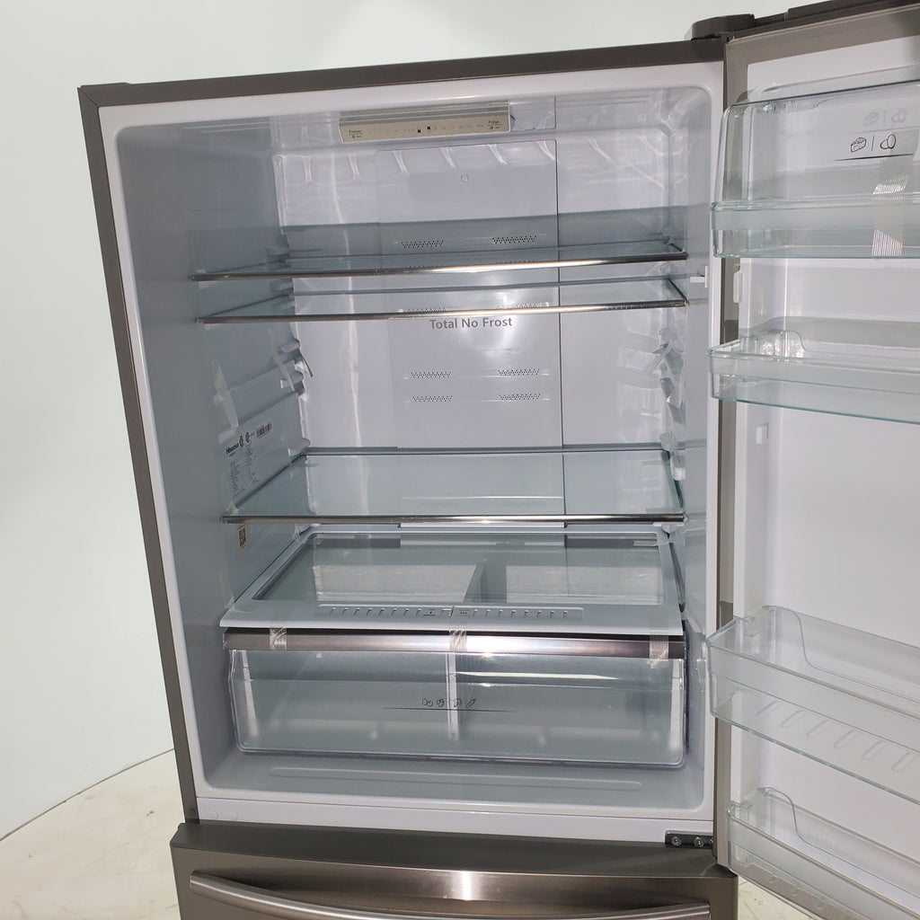 Pictures of 32 in. Wide Counter Depth Stainless Steel ENERGY STAR Hisense 17.1 cu. ft. Bottom Freezer Refrigerator with Super Freezer Technology - Certified Refurbished - Neu Appliance Outlet - Discount Appliance Outlet in Austin, Tx