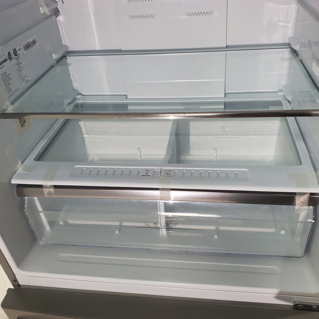 Pictures of 32 in. Wide Counter Depth Stainless Steel ENERGY STAR Hisense 17.1 cu. ft. Bottom Freezer Refrigerator with Super Freezer Technology - Certified Refurbished - Neu Appliance Outlet - Discount Appliance Outlet in Austin, Tx