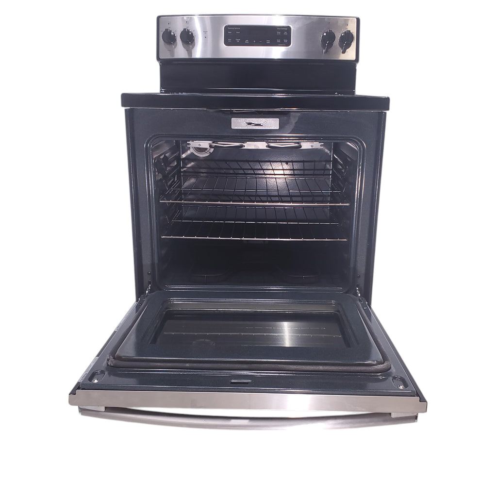 Pictures of GE Stainless Steel & Black Free-Standing Electric Range with 8" Power Boil Element - Certified Refurbished - Neu Appliance Outlet - Discount Appliance Outlet in Austin, Tx