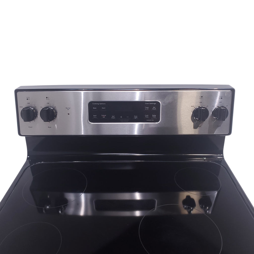 Pictures of GE Stainless Steel & Black Free-Standing Electric Range with 8" Power Boil Element - Certified Refurbished - Neu Appliance Outlet - Discount Appliance Outlet in Austin, Tx