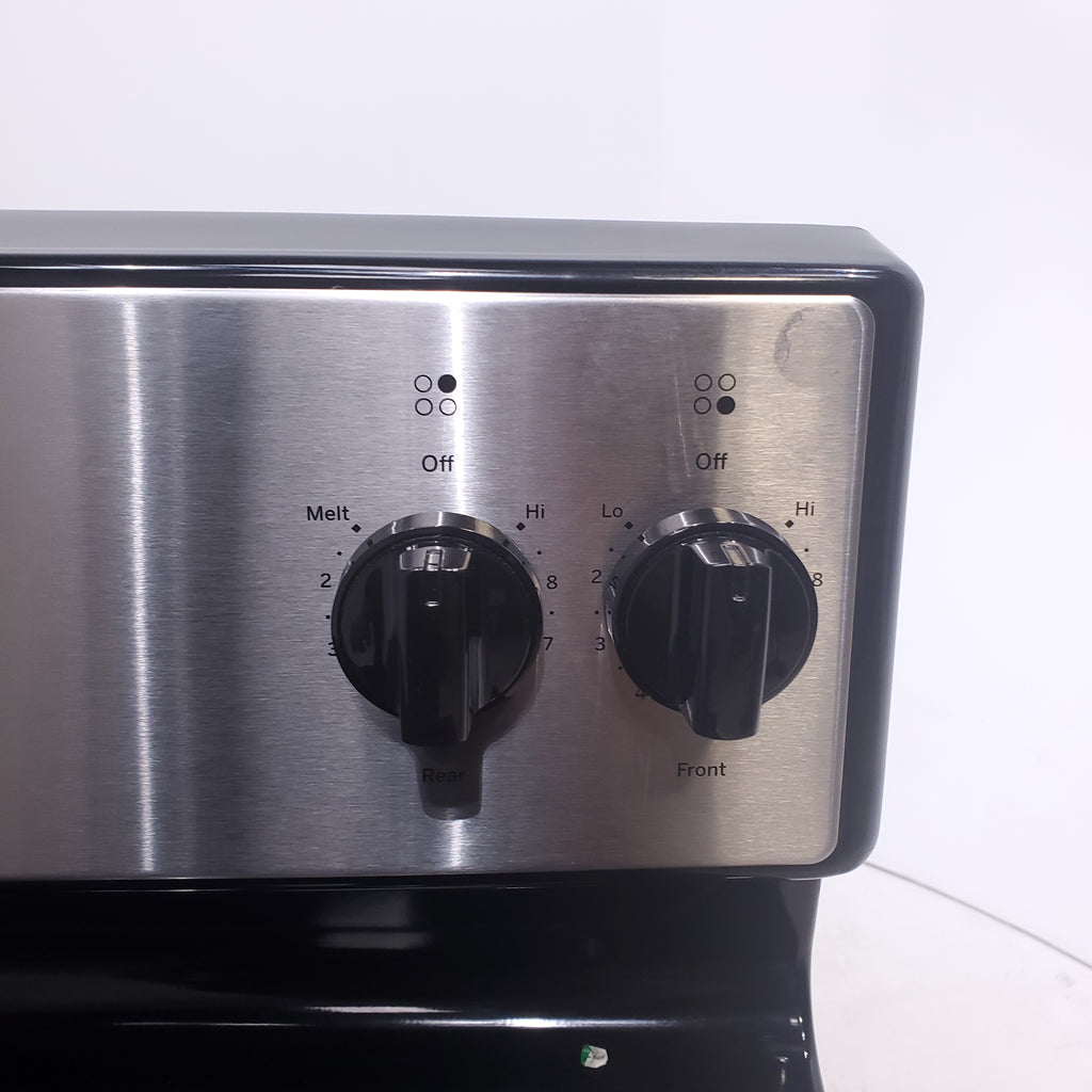 Pictures of GE Stainless Steel & Black Free-Standing Electric Range with 8" Power Boil Element - Certified Refurbished - Neu Appliance Outlet - Discount Appliance Outlet in Austin, Tx