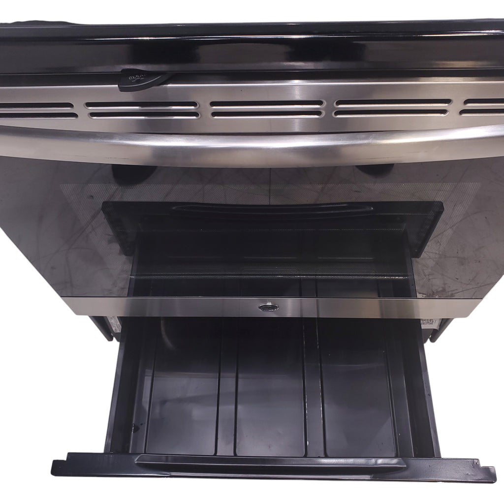 Pictures of GE Stainless Steel & Black Free-Standing Electric Range with 8" Power Boil Element - Certified Refurbished - Neu Appliance Outlet - Discount Appliance Outlet in Austin, Tx