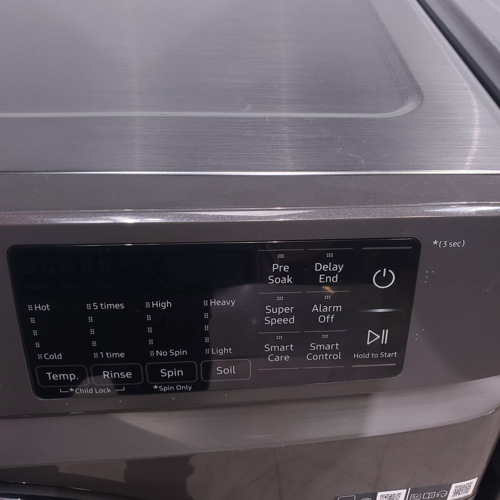 Pictures of Platinum ENERGY STAR Samsung 4.5 cu. ft. Front Load Washer with WiFi Connectivity and Platinum Samsung 7.5 cu. ft. Front Load Electric Dryer with Steam - Scratch and Dent - Minor - Neu Appliance Outlet - Discount Appliance Outlet in Austin, Tx