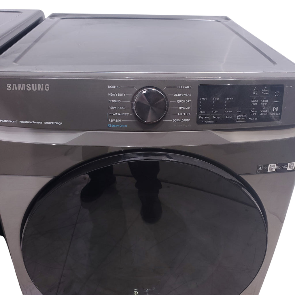 Pictures of Platinum ENERGY STAR Samsung 4.5 cu. ft. Front Load Washer with WiFi Connectivity and Platinum Samsung 7.5 cu. ft. Front Load Electric Dryer with Steam - Scratch and Dent - Minor - Neu Appliance Outlet - Discount Appliance Outlet in Austin, Tx