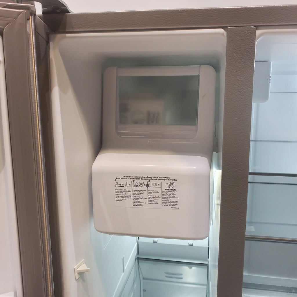 Pictures of 33 in. Wide Fingerprint-Resistant Stainless Steel Whirlpool 21.4 cu. ft. Side by Side Refrigerator with In Door Ice and Water Dispenser - Scratch & Dent - Moderate - Neu Appliance Outlet - Discount Appliance Outlet in Austin, Tx
