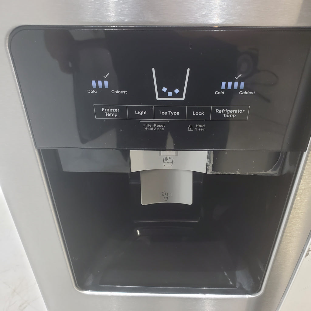 Pictures of 33 in. Wide Fingerprint-Resistant Stainless Steel Whirlpool 21.4 cu. ft. Side by Side Refrigerator with In Door Ice and Water Dispenser - Scratch & Dent - Moderate - Neu Appliance Outlet - Discount Appliance Outlet in Austin, Tx