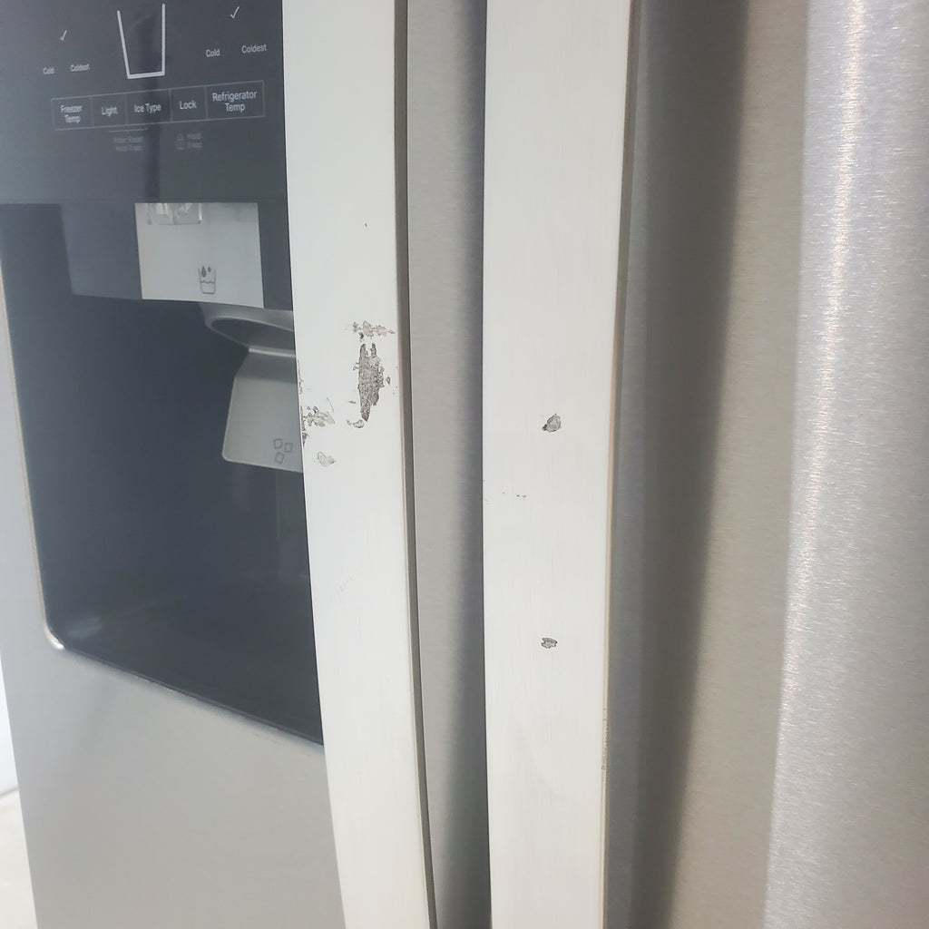 Pictures of 33 in. Wide Fingerprint-Resistant Stainless Steel Whirlpool 21.4 cu. ft. Side by Side Refrigerator with In Door Ice and Water Dispenser - Scratch & Dent - Moderate - Neu Appliance Outlet - Discount Appliance Outlet in Austin, Tx