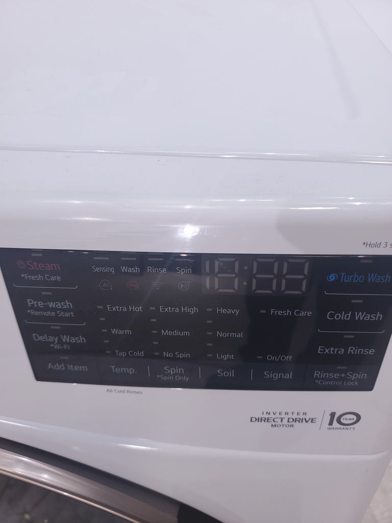 Pictures of ENERGY STAR LG 4.5 cu. ft. Front Load Washing Machine with Steam and ENERGY STAR LG 7.4 cu. ft. Electric Vented Dryer with Sensor Dry and SmartThinQ Technology - Scratch & Dent - Minor - Neu Appliance Outlet - Discount Appliance Outlet in Austin, Tx