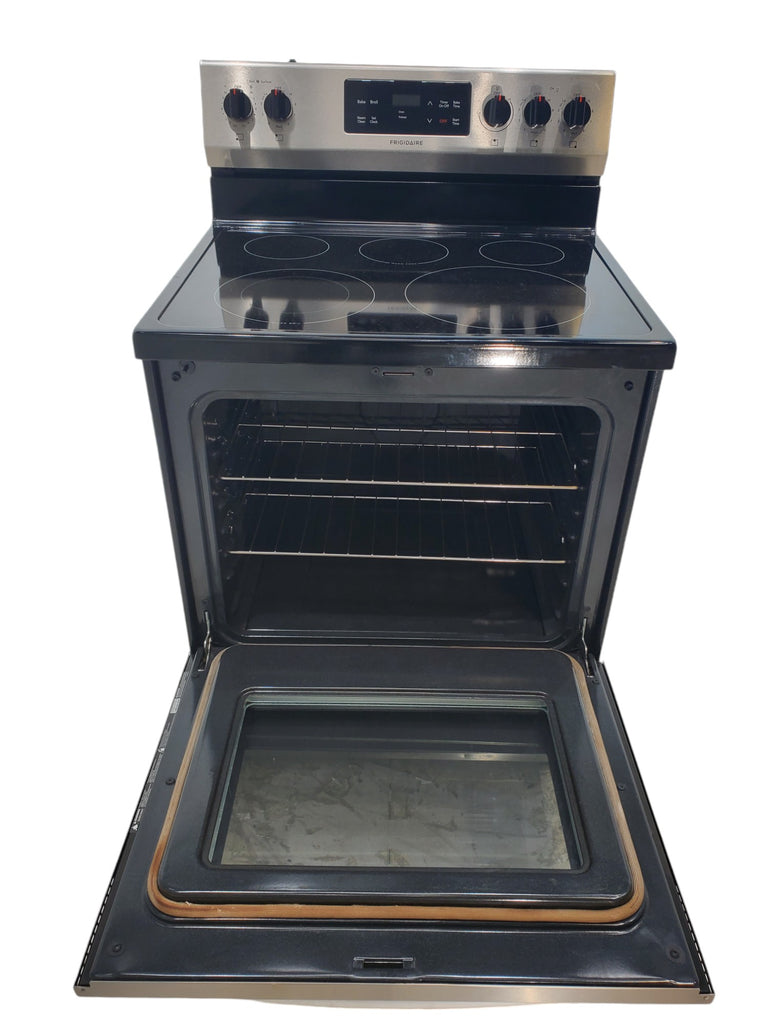 Pictures of Fingerprint Resistant Stainless Steel Frigidaire 30-in Glass Top 5 Elements 5.4-cu ft Steam Cleaning Freestanding Electric Range  - Certified Refurbished - Neu Appliance Outlet - Discount Appliance Outlet in Austin, Tx