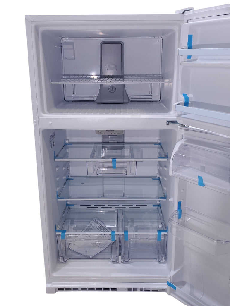 Pictures of 33" Wide Whirlpool Top Freezer 20.5 cu ft Refrigerator with Ice Maker and Frameless Glass Shelves and Flexi-Slide Bin - Scratch & Dent - Minor - Neu Appliance Outlet - Discount Appliance Outlet in Austin, Tx