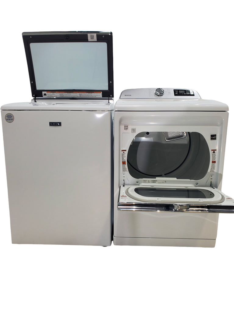 Pictures of Maytag ENERGY STAR 5.2 cu. ft. Top Load Agitator Washing Machine with Extra Power Button and ENERGY STAR Maytag Smart Capable 7.4 cu. ft. Electric Steam Dryer with Extra Power Button - Open Box - Neu Appliance Outlet - Discount Appliance Outlet in Austin, Tx