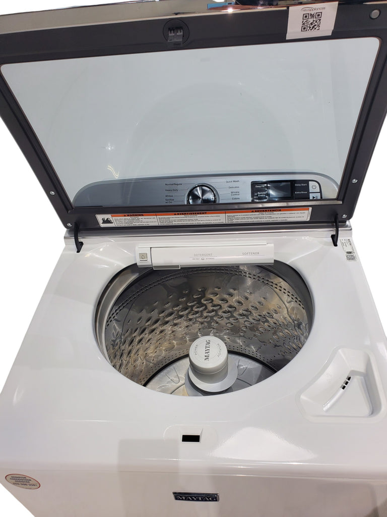 Pictures of Maytag ENERGY STAR 5.2 cu. ft. Top Load Agitator Washing Machine with Extra Power Button and ENERGY STAR Maytag Smart Capable 7.4 cu. ft. Electric Steam Dryer with Extra Power Button - Open Box - Neu Appliance Outlet - Discount Appliance Outlet in Austin, Tx